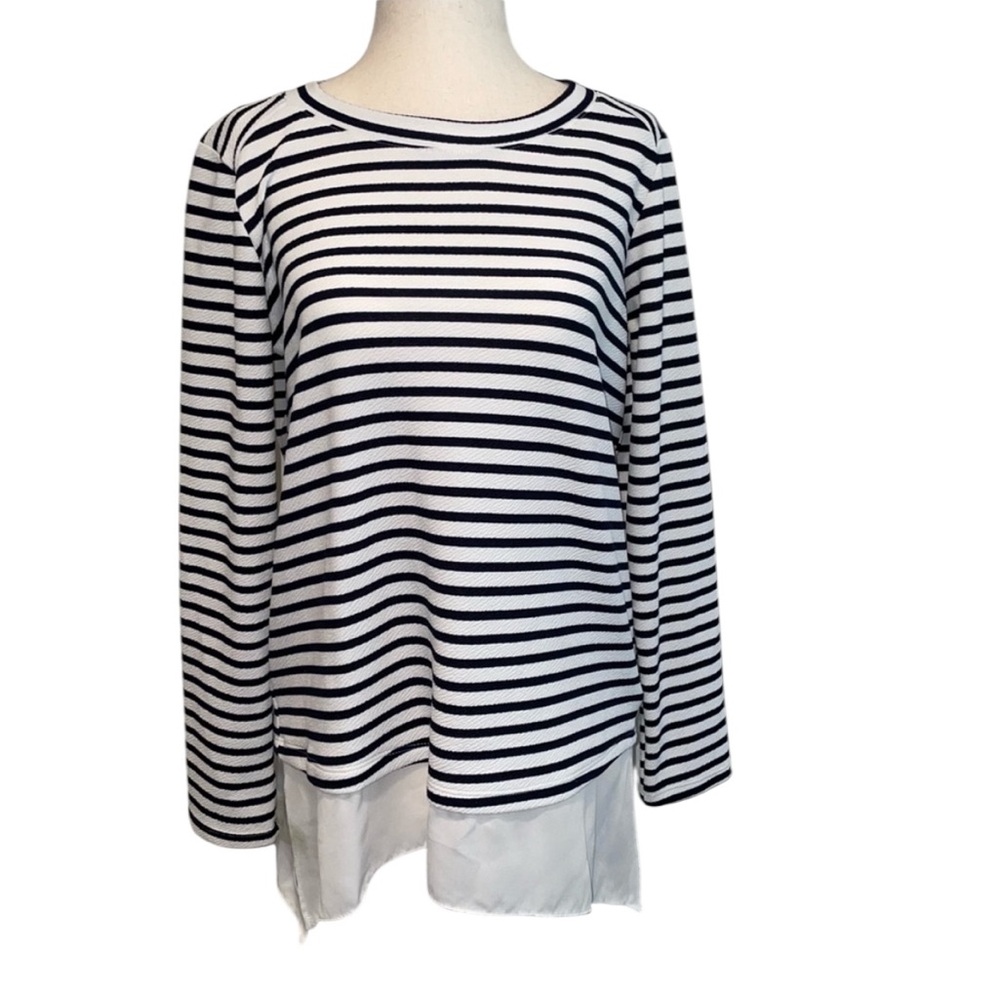 Bar III Striped Top with Built in Sheer